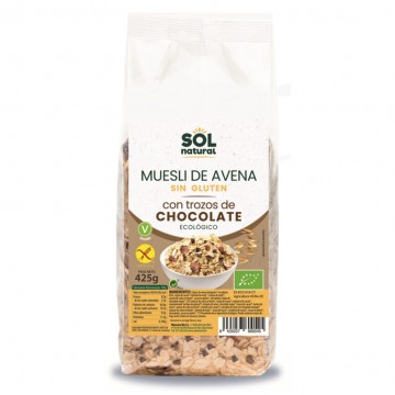 Muesli de Avena con Trozos de Chocolate SinGluten Bio Vegan 425g Solnatural