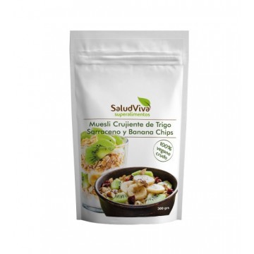 Muesli Crujiente de Trigo Sarraceno y Banana Chips SinGluten 300g Salud Viva