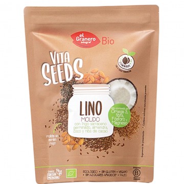 Lino Molido con Trigo Sarraceno Nibs Cacao y Almendras Bio 200g El Granero Integral