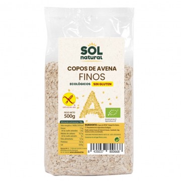 Copos Finos de Avena Integral SinGluten Bio 500g Solnatural