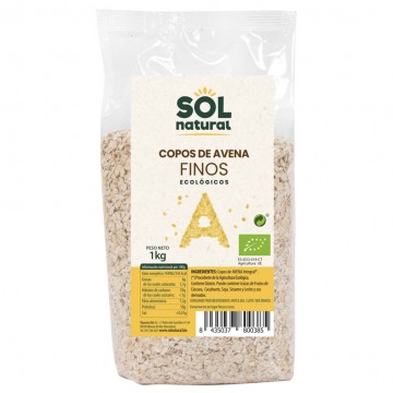 Copos de Avena Integral Finos Bio 1kg Solnatural