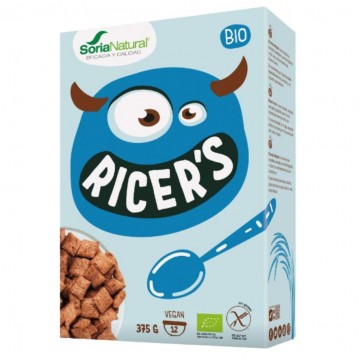 Cereales Ricers Rellenos de Cacao y Avellanas SinGluten Bio Vegan 375g Soria Natural