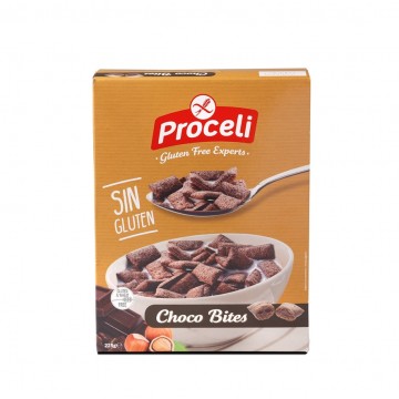 Cereales Choc Bites Rellenos de Crema de Avellanas SinGluten 225g Proceli