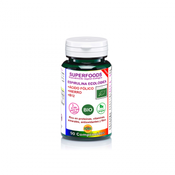 ESPIRULINA BIO CON ACIDO FOLICO, HIERRO Y B12 90 COMP