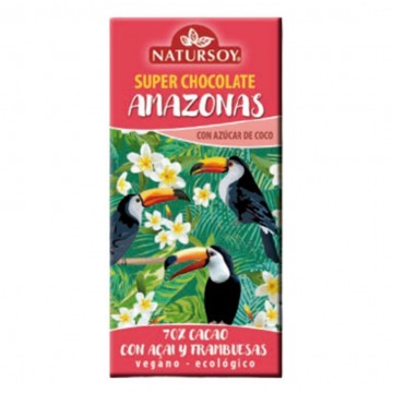 Super Chocolate Amazonas 70% Cacao con Açai y Frambuesas Eco Vegan 100g Natursoy