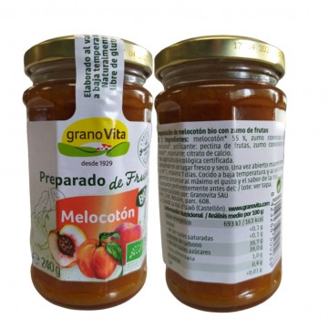 Mermelada de Melocoton SinGluten Bio 240g Granovita