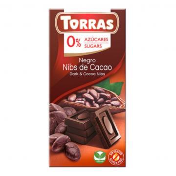 Chocolate Negro con Pepitas Cacao SinGluten Vegan 75g Torras