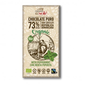 Chocolate Negro con Menta 73% SinGluten Bio Vegan 100g Chocolates Sole