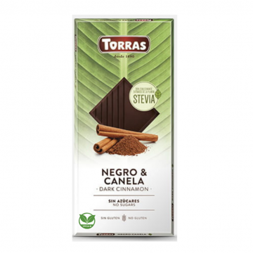 Chocolate Negro con Canela con Stevia SinGluten Vegan 125g Torras