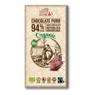 Chocolate Negro 94% SinGluten Bio Vegan 100g Chocolates Sole