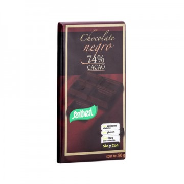 Chocolate Negro 74% Cacao SinGluten SinAzucar 80g Santiveri