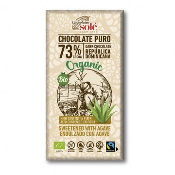 Chocolate Negro 73% con Agave SinGluten Bio 100g Chocolates Sole