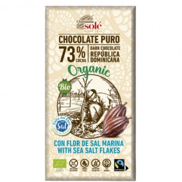 Chocolate Negro 73% Cacao Flor de Sal Bio SinGluten Vegan 100g Chocolates Sole