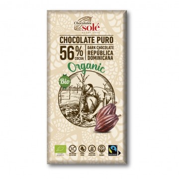 Chocolate Negro 56% Cacao SinGluten Bio Vegan 100g Chocolates Sole