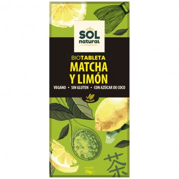 Chocolate Matcha y Limon SinGluten Bio Vegan 70g Solnatural