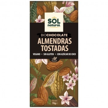 Chocolate de Almendras Tostadas SinGluten Bio Vegan 70g Solnatural