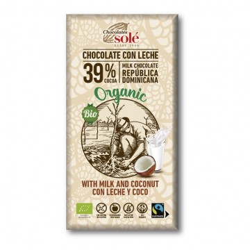 Chocolate con Leche y Cocochocolates SinGluten Bio 100g Chocolates Sole