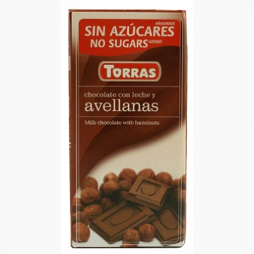 Chocolate con Leche y Avellanas SinGluten 75g Torras