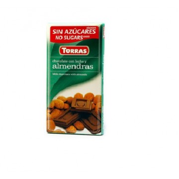 Chocolate con Leche y Almendras SinGluten 75g Torras