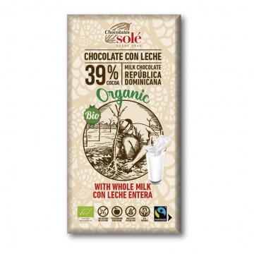 Chocolate con Leche SinGluten Bio 100g Chocolates Sole