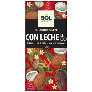 Chocolate con Leche de Coco SinGluten Bio Vegan 70g Solnatural