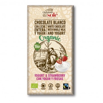 Chocolate Blanco con Yogur y Fresas SinGluten Bio 100g Chocolates Sole