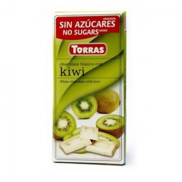 Chocolate Blanco con Kiwi SinGluten SinAzucar 75g Torras