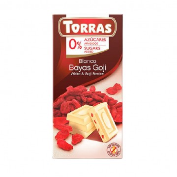 Chocolate Blanco con Bayas Goji SinGluten SinAzucar 75g Torras