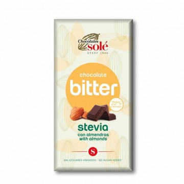 Chocolate Bitter con Almendras y Stevia 72% Cacao SinGluten 100g Chocolates Sole