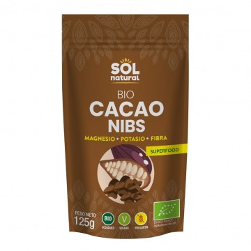 Cacao Nibs SinGluten Bio Vegan 125g Solnatural