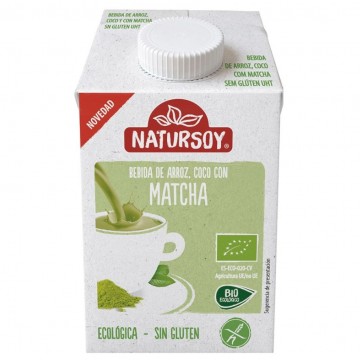 Bebida Vegetal de Arroz Coco y Te Matcha SinGluten Bio Vegan 6x500ml Natursoy