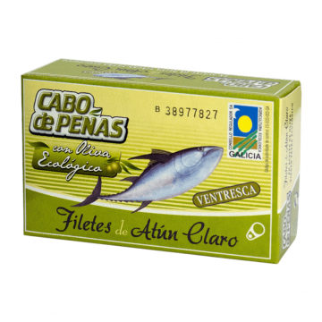 Ventresca de Atun Claro en Aceite de Oliva Virgen SinGluten Eco 120g Cabo De Peñas