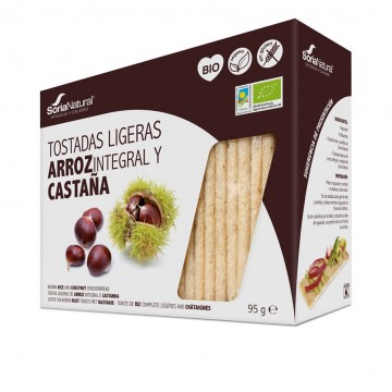 Tostadas Ligeras de Arroz y Castaña SinGluten Bio Vegan 25x4g Soria Natural