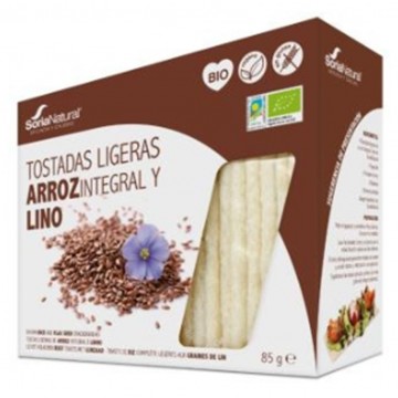 Tostadas Ligeras de Arroz Integral y Lino SinGluten Bio Vegan 25x4g Soria Natural