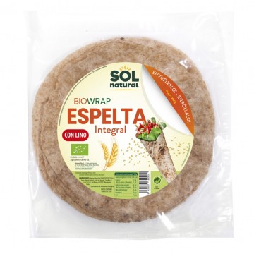 Tortillas Wrap Espelta Integral Lino Bio Vegan 160g Solnatural