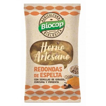 Redondas de Espelta Semillas de Girasol Curcuma y Pimienta Bio 50g Biocop