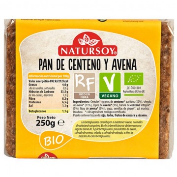 Pan de Centeno y Avena Bio Vegan 250g Natursoy