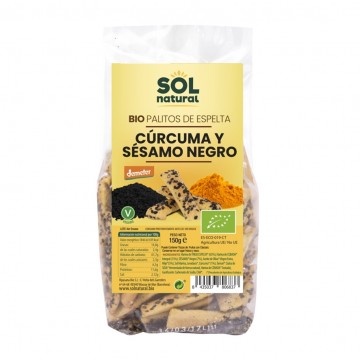 Palitos Espelta Curcuma y Sesamo Negro Bio Vegan 150g Solnatural