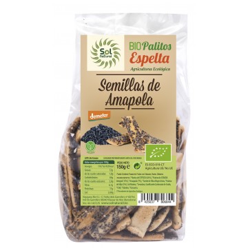 Palitos de Espelta Semillas de Amapola Bio Vegan 150g Solnatural