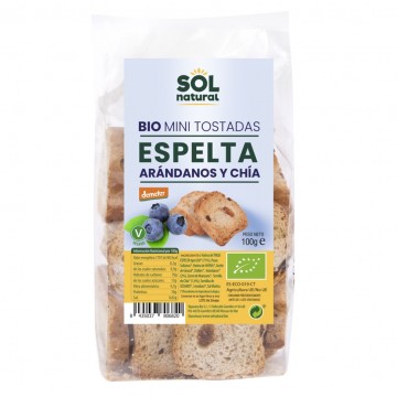 Mini Tostadas de Espelta Arandanos y Chia Bio Vegan 100g Solnatural