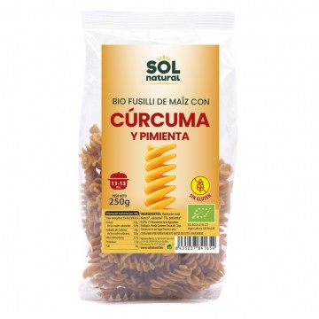 Fusilli de Maiz con Curcuma y Pimienta SinGluten Bio Vegan 250g Solnatural