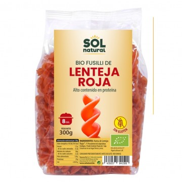 Fusilli de Lenteja Roja SinGluten Bio Vegan 300g Solnatural