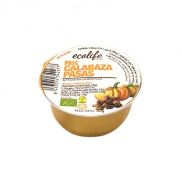 Pate Vegetal de Calabaza y Pasas SinGluten Bio Vegan 50g Ecolife Food