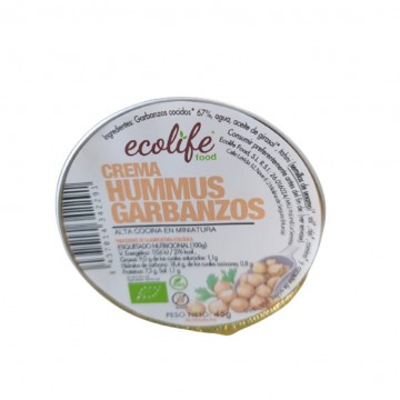 Crema Hummus de Garbanzos SinGluten Bio Vegan 50g Ecolife Food