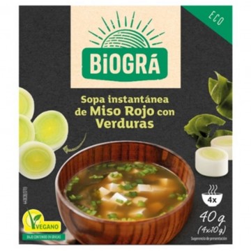 Sopa Miso Rojo con Verduras Bio Vegan 4 Sobres Biogra