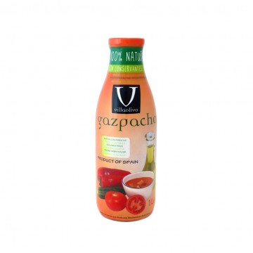 Gazpacho 100% Natural Tarro Cristal SinGluten 1L Villaolivo