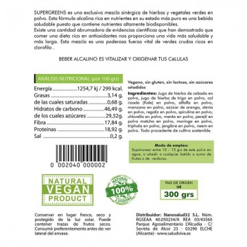 Supergreen SinGluten Vegan 300g Salud Viva