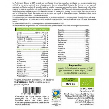 Proteina de Girasol al 55% Bio 200g Salud Viva