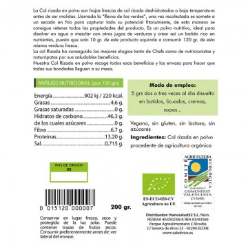 Kale Col Rizada SinGluten Bio Vegan 200g Salud Viva