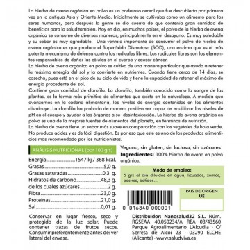 Hierba de Avena en Polvo SinGluten Bio Vegan 125g Salud Viva